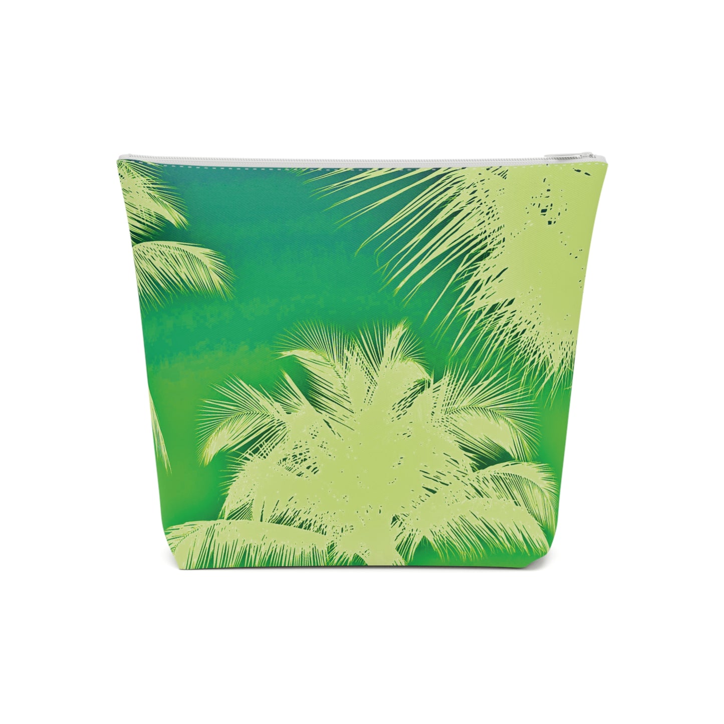 Tropical Cotton Cosmetic Bag, Makeup Pouch, 5 Sizes / Palm Glow, Green