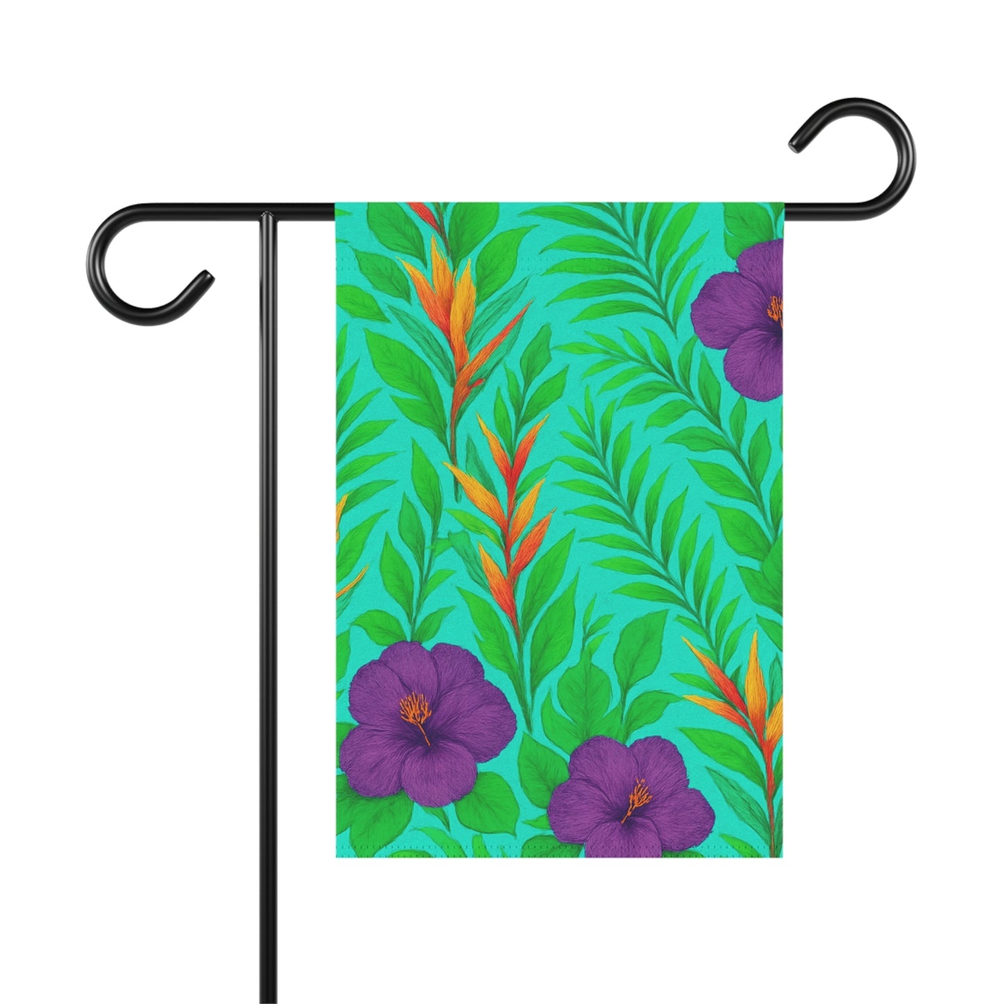 Tropical Garden Flag - Perfect for Outdoor Decor / Midnight Flower, Turquoise