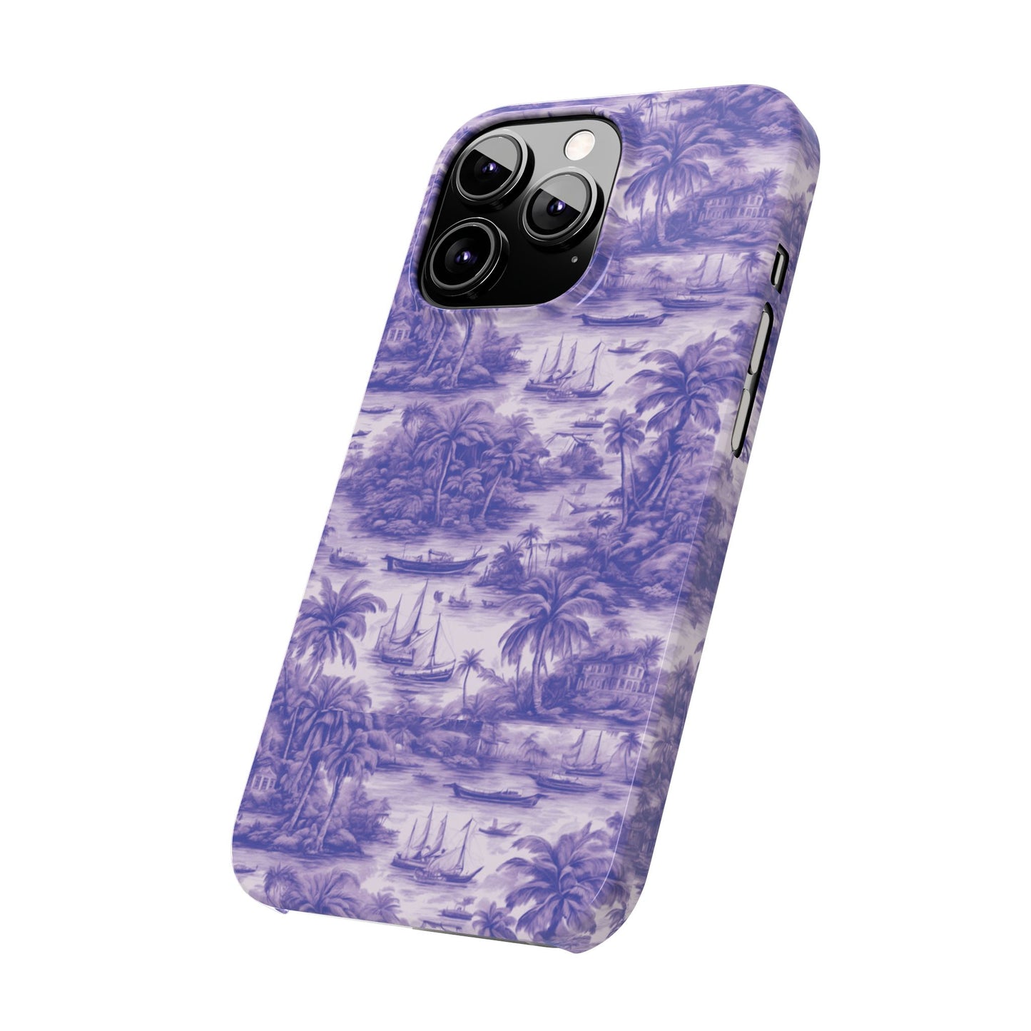 Slim Phone Cases - Tropical Toile #1, purple