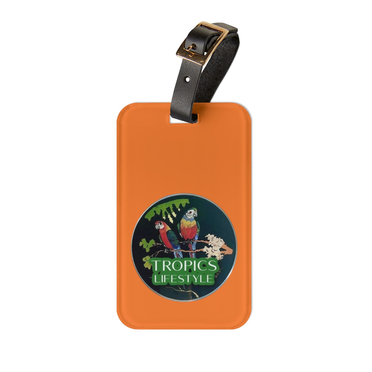 Luggage Tag - Two Brazilian Parrots, light orange