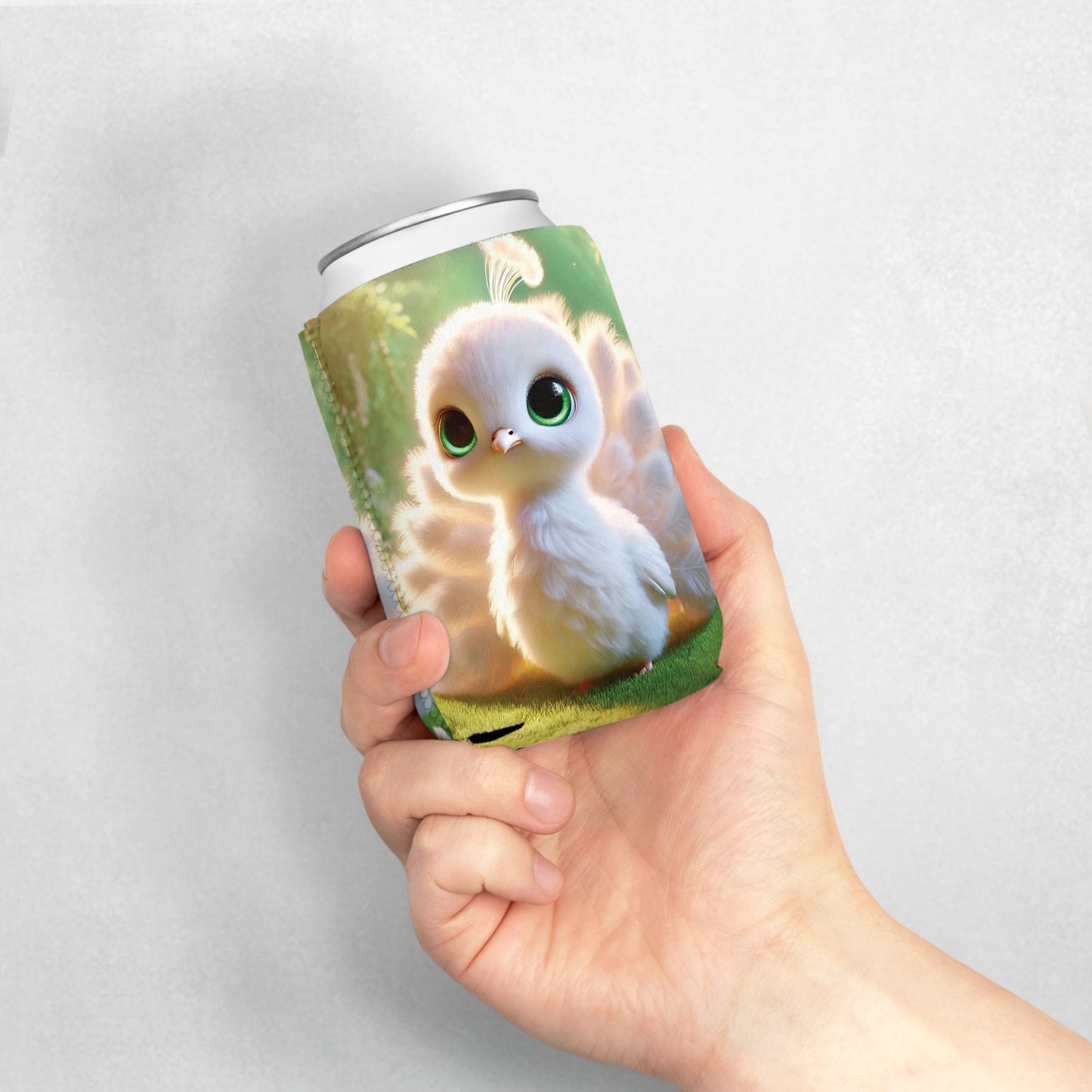 Baby White Peacock Cooler Sleeve - Perfect for Outdoor Picnics