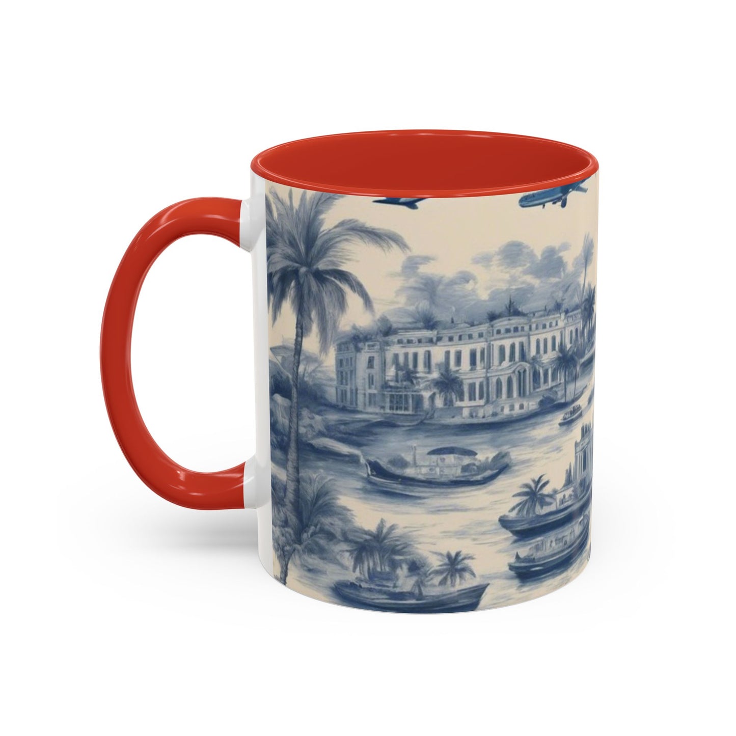 Accent Coffee Mug (11, 15oz), Tropical Travel Toile, Various Colors