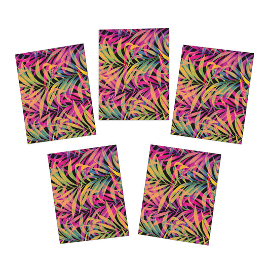 Tropical Multi-Design Greeting Cards | 5-Pack for All Occasions / Rainbow Fronds