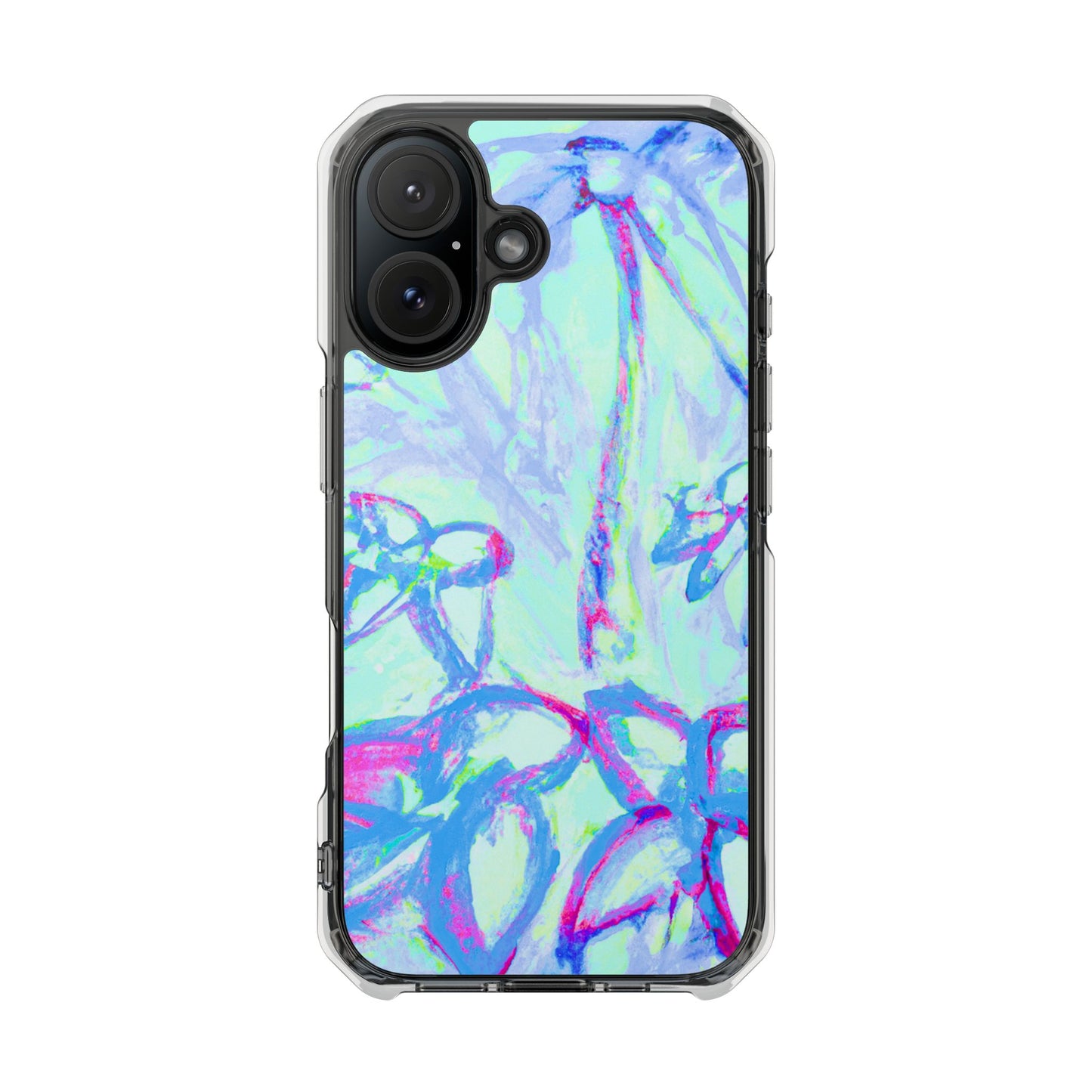 Tropical Doodles/Blue Magnetic Clear Phone Case, Many Models