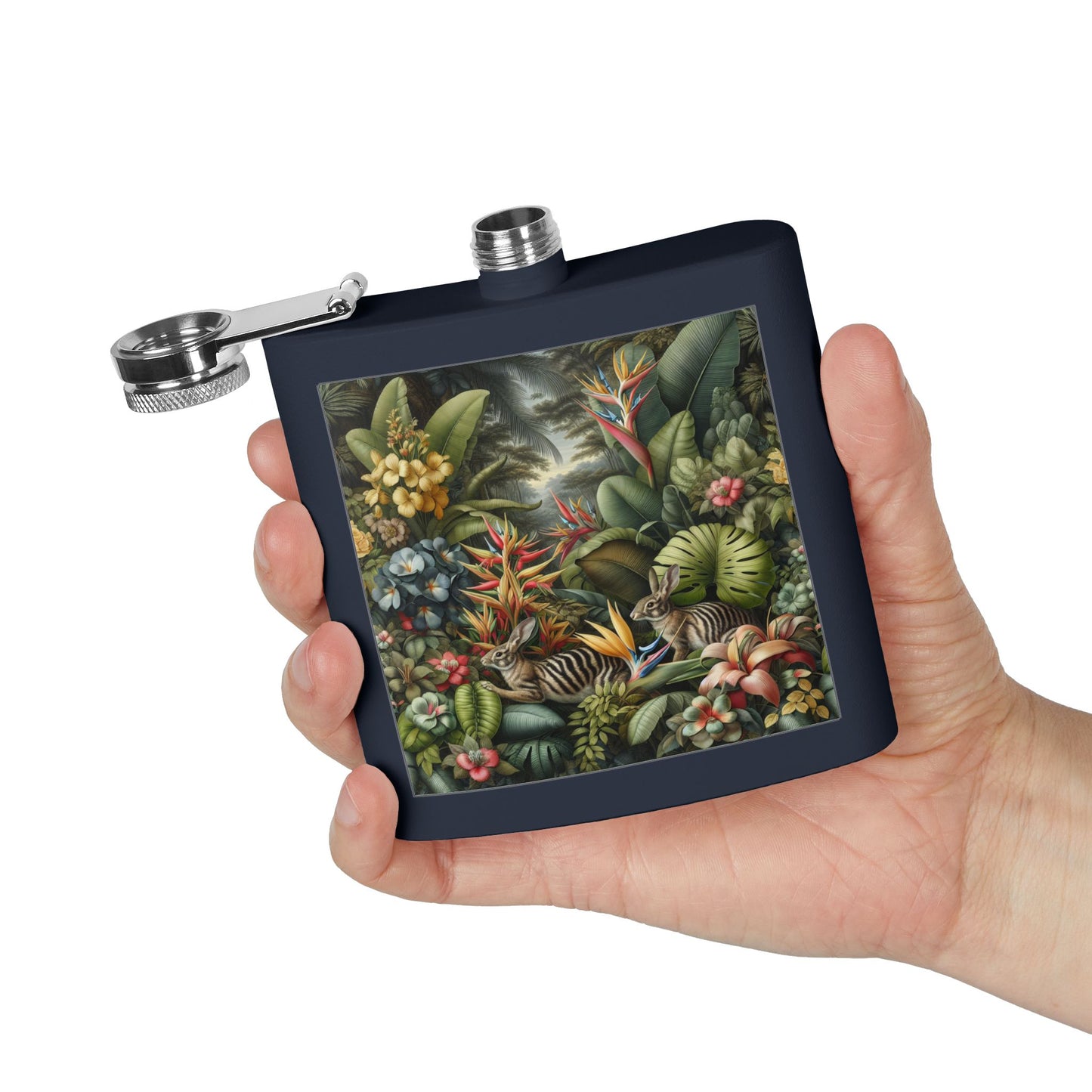 Tropical Stainless Steel 6 oz. Flask, Many Colors – Rainforest Rabbit Outing