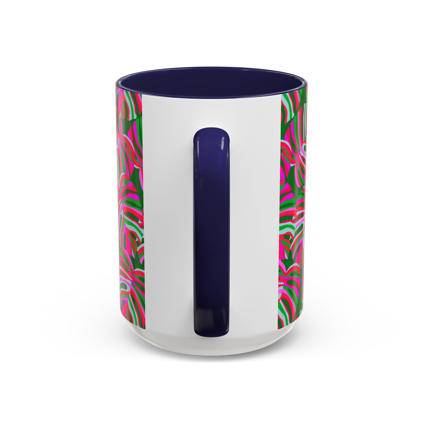 Accent Coffee Mug (11, 15oz), Monstera Pink Pop / Various Colors