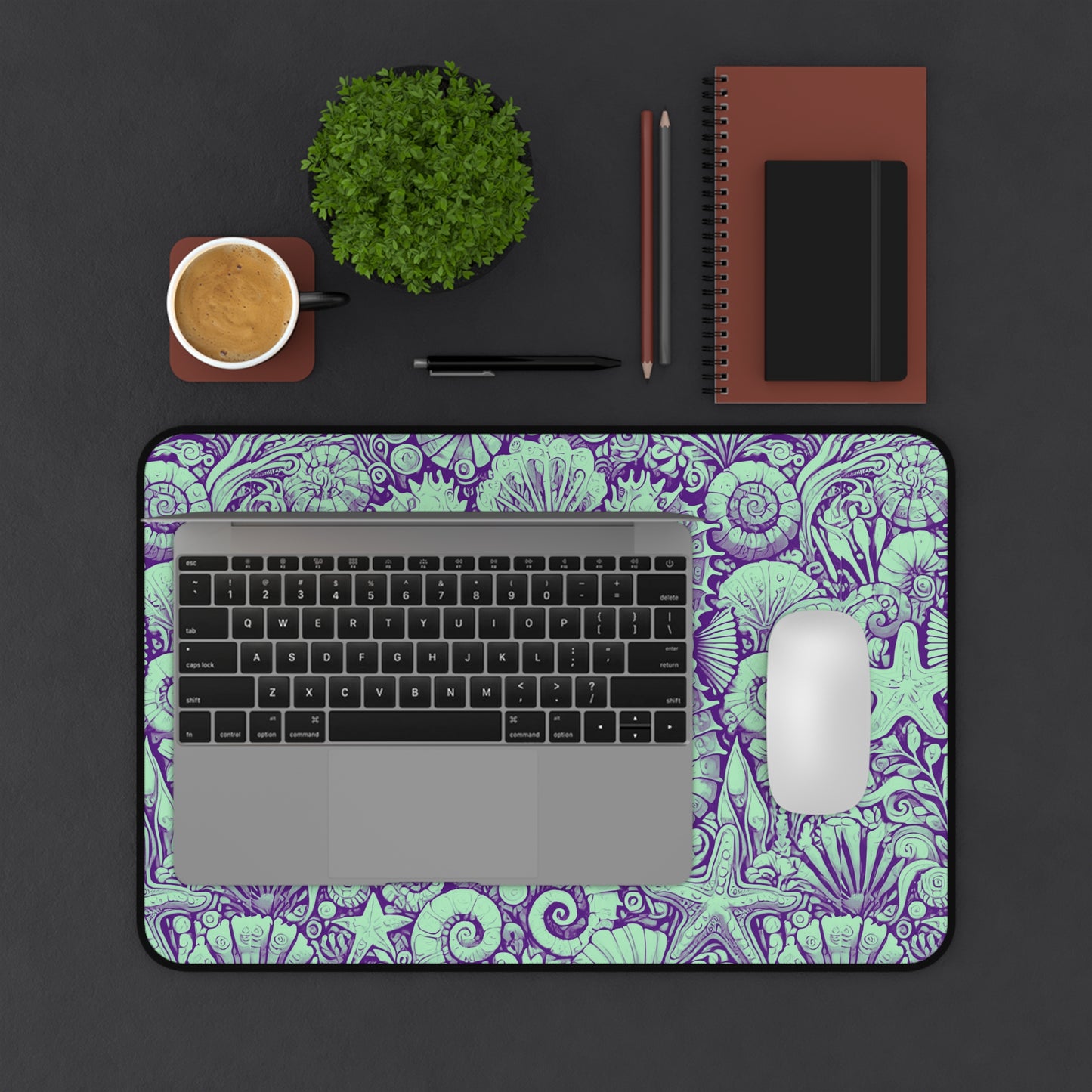 Tropical Mouse Pad/Desk Mat, 3 Sizes - Perfect for Home Office / Seahorses, Minty