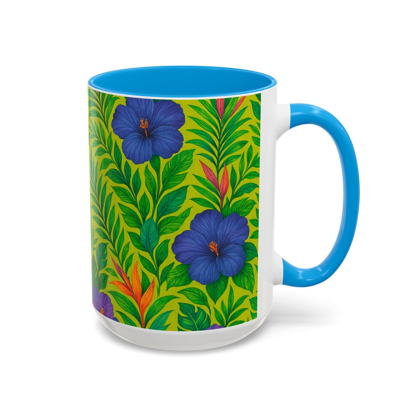 Vibrant Floral Coffee Mug - 11oz & 15oz / Midnight Flower Lime