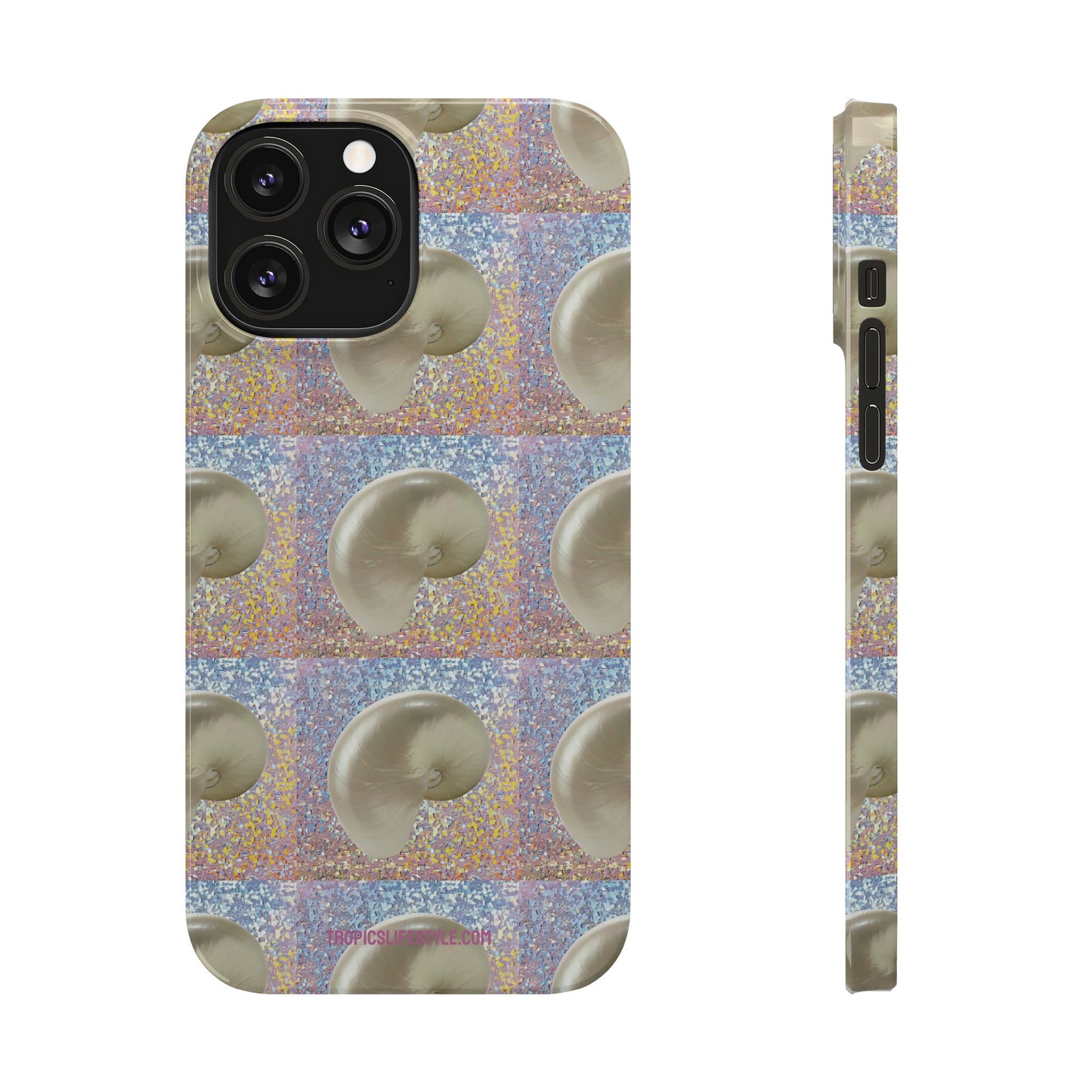 Slim Phone Cases - Disco White Nautilus