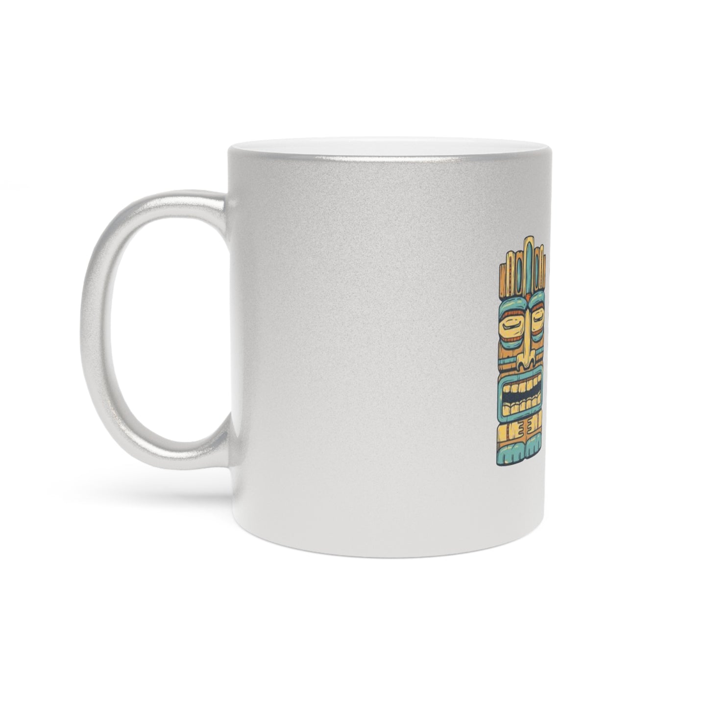 Colorful Totem Design Metallic Mug, Gold or Silver - Three Tiki Bros