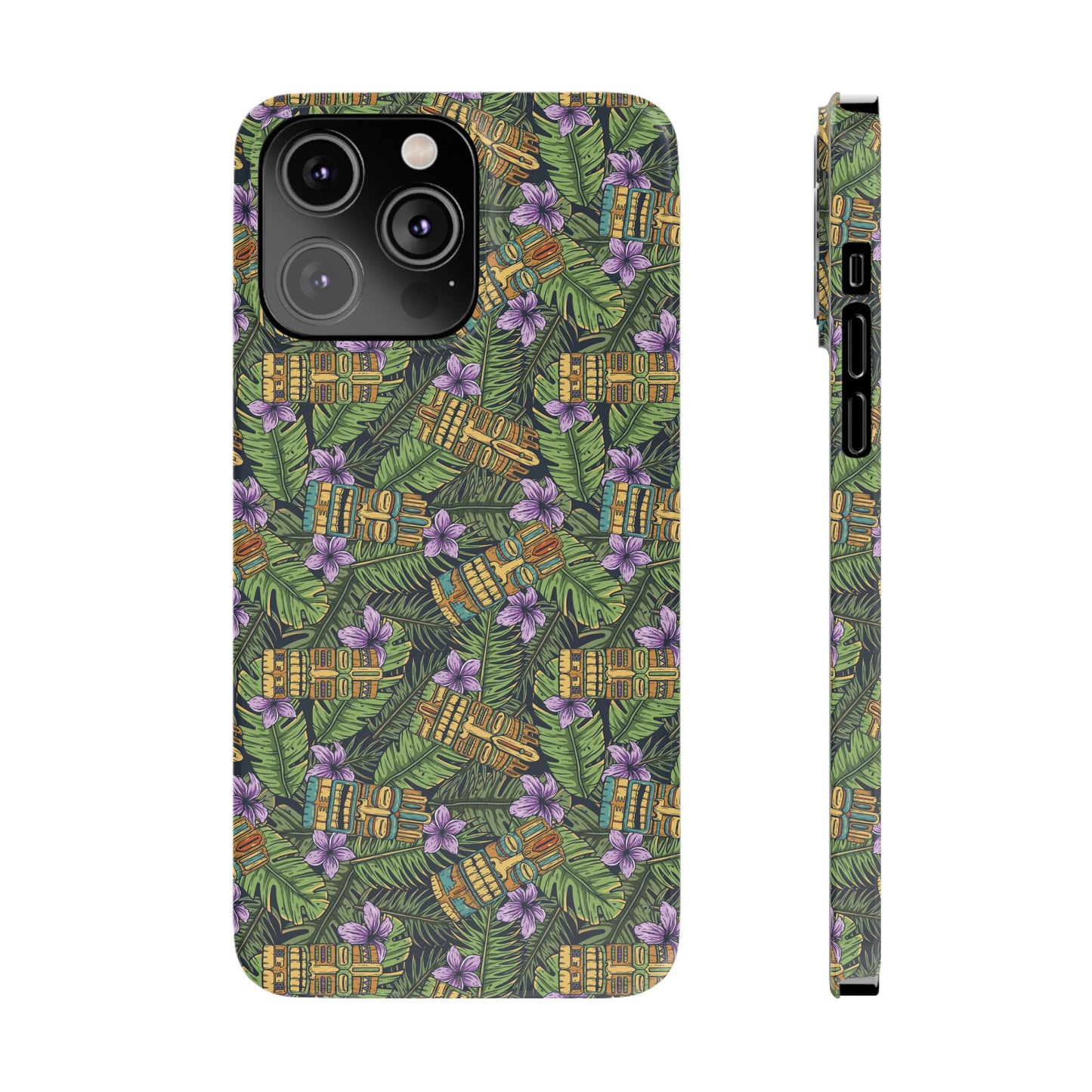 Slim Phone Cases - Tiki Purple Greenery