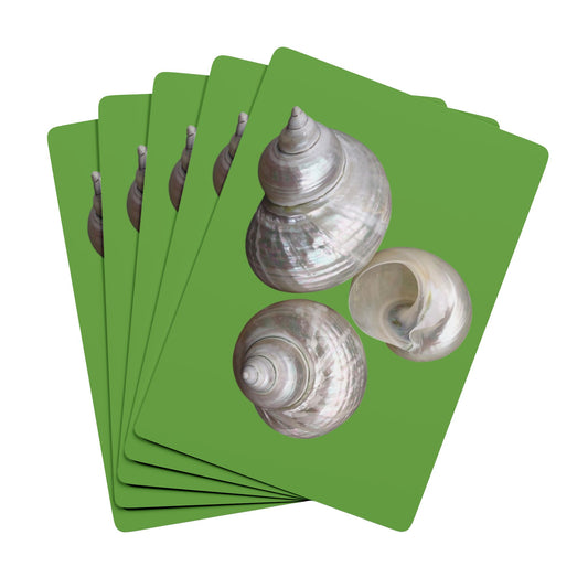 Poker-Sized Playing Cards - White Nautilus Trio, green
