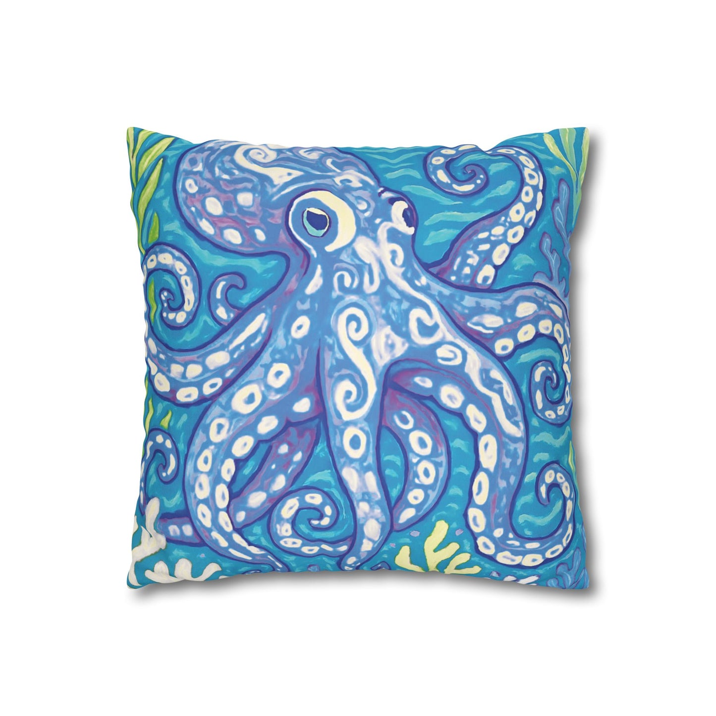 Faux Suede Square Pillowcase - Blue Kraken Joe