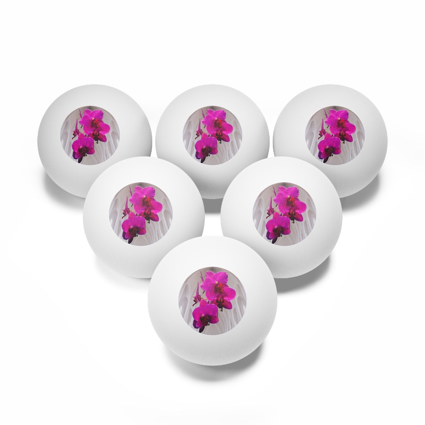 Tropical Paradise Ping Pong Balls - 6 Pack with Gothic Hot Pink Orchids