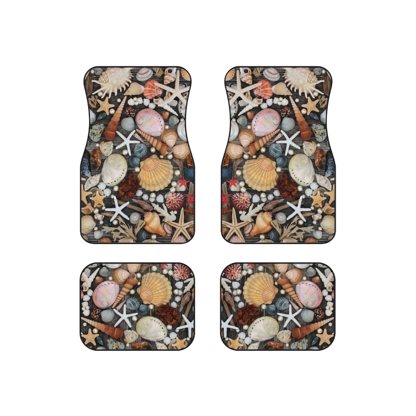 Coastal Seashell Collection Car Floor Mats - SET of 4, Front and Back