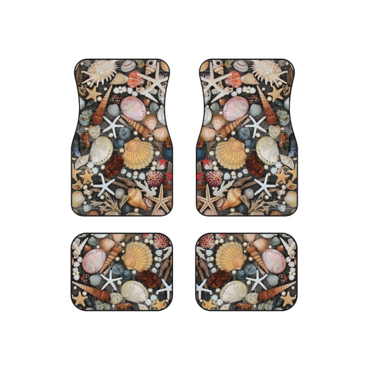 Coastal Seashell Collection Car Floor Mats - SET of 4, Front and Back