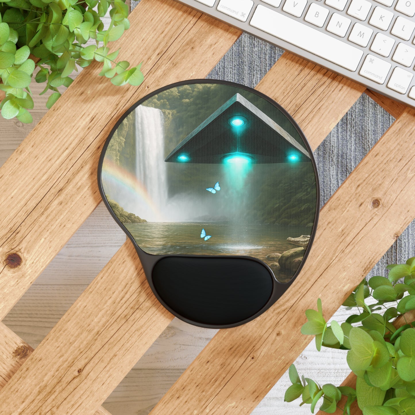 UFO and Waterfall Mouse Pad with Wrist Rest – Ergonomic Design for Comfort and Style