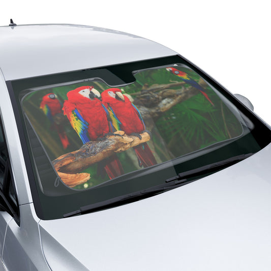 Tropical Avian Car Sun Shades / Red Parrot Friends