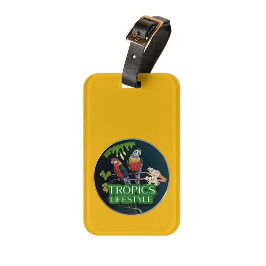 Luggage Tag - Two Brazilian Parrots, yellow