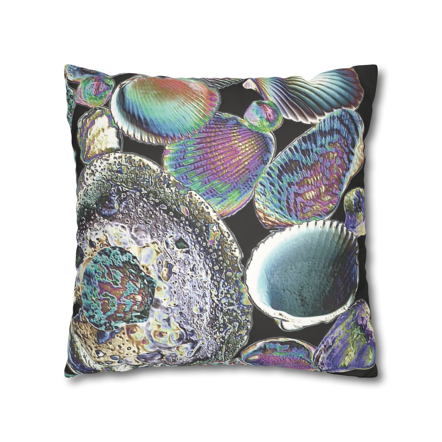 Faux Suede Square Pillowcase - Heatwave Seashell Collection, Black