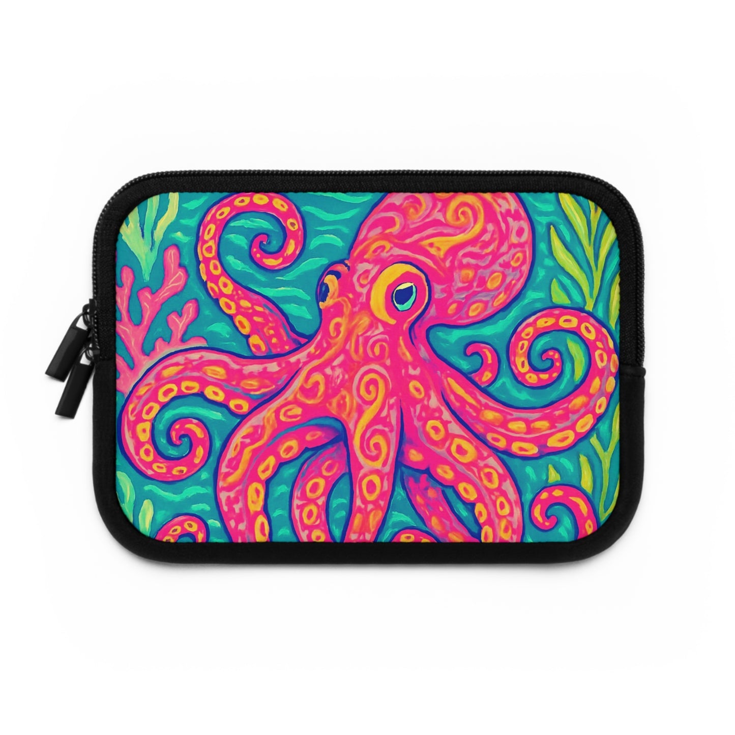 Tropical Laptop Sleeve, 5 Sizes - Perfect for Beach Lovers & Students / Octopus Kraken Joe, Red