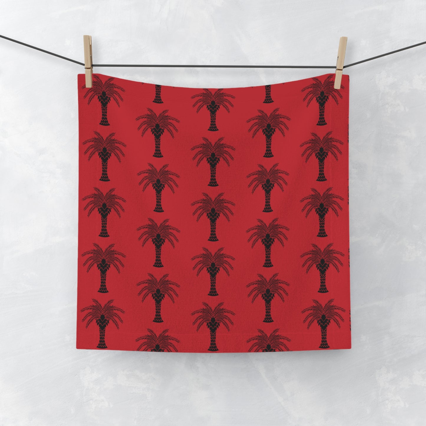 Face Towel - Stylized Palm dark red