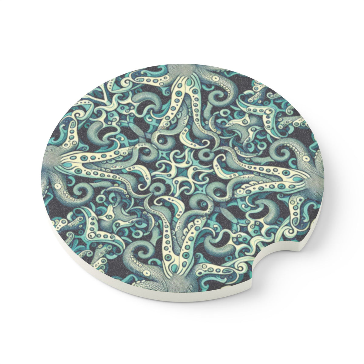 Soapstone Car Coaster - Twisted Aqua Octopus