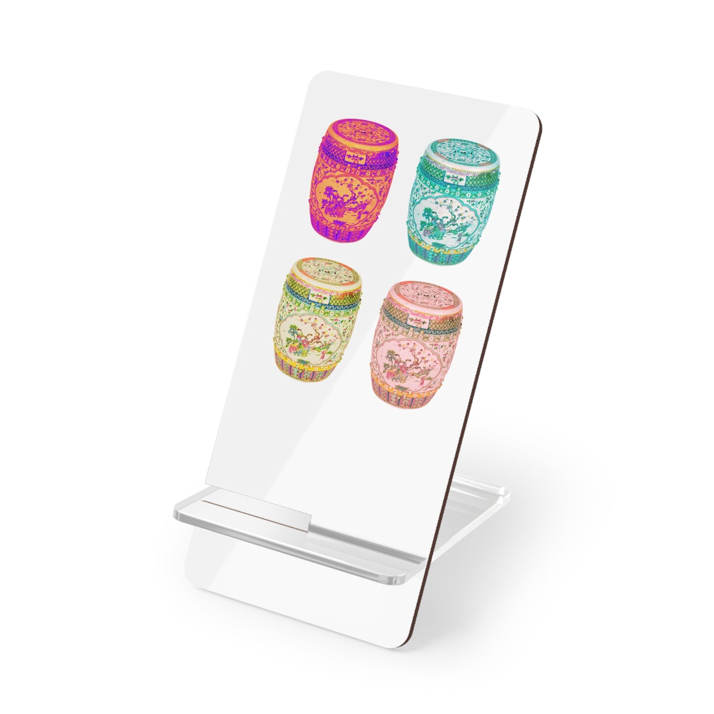 Mobile Display Stand for Smartphones, Pop Art Porcelain Stools, White