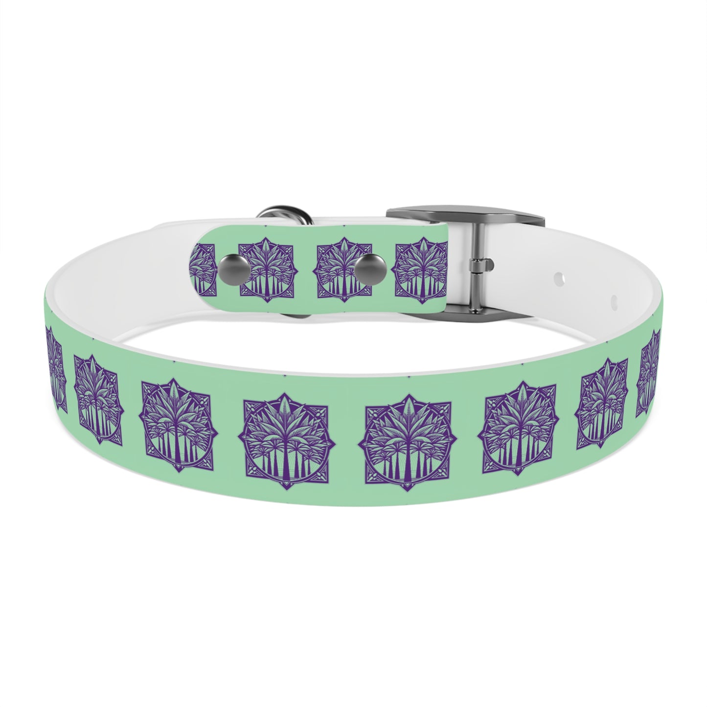 Dog Collar - Deco Palm Trees, Mint Green