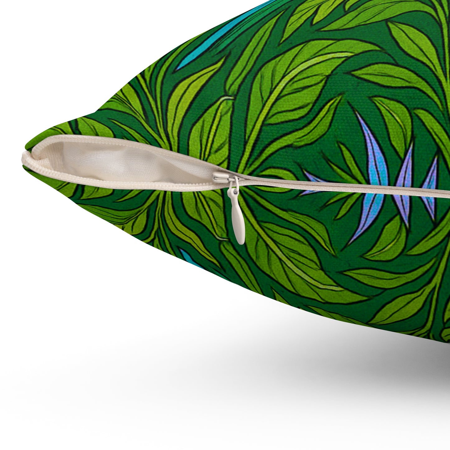 Tropical Pillow, 4 sizes - Colorful Spun Polyester Square Cushion / Parrot Family, Blue