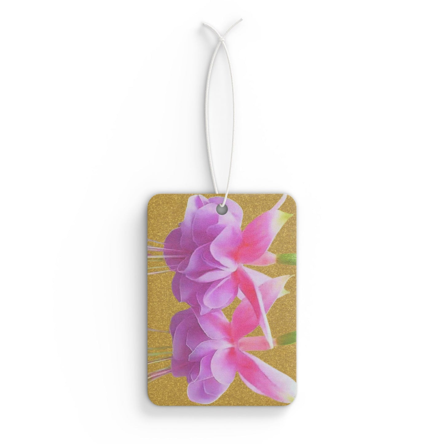 Car Air Freshener - Two Pink Fuchsias / Gold