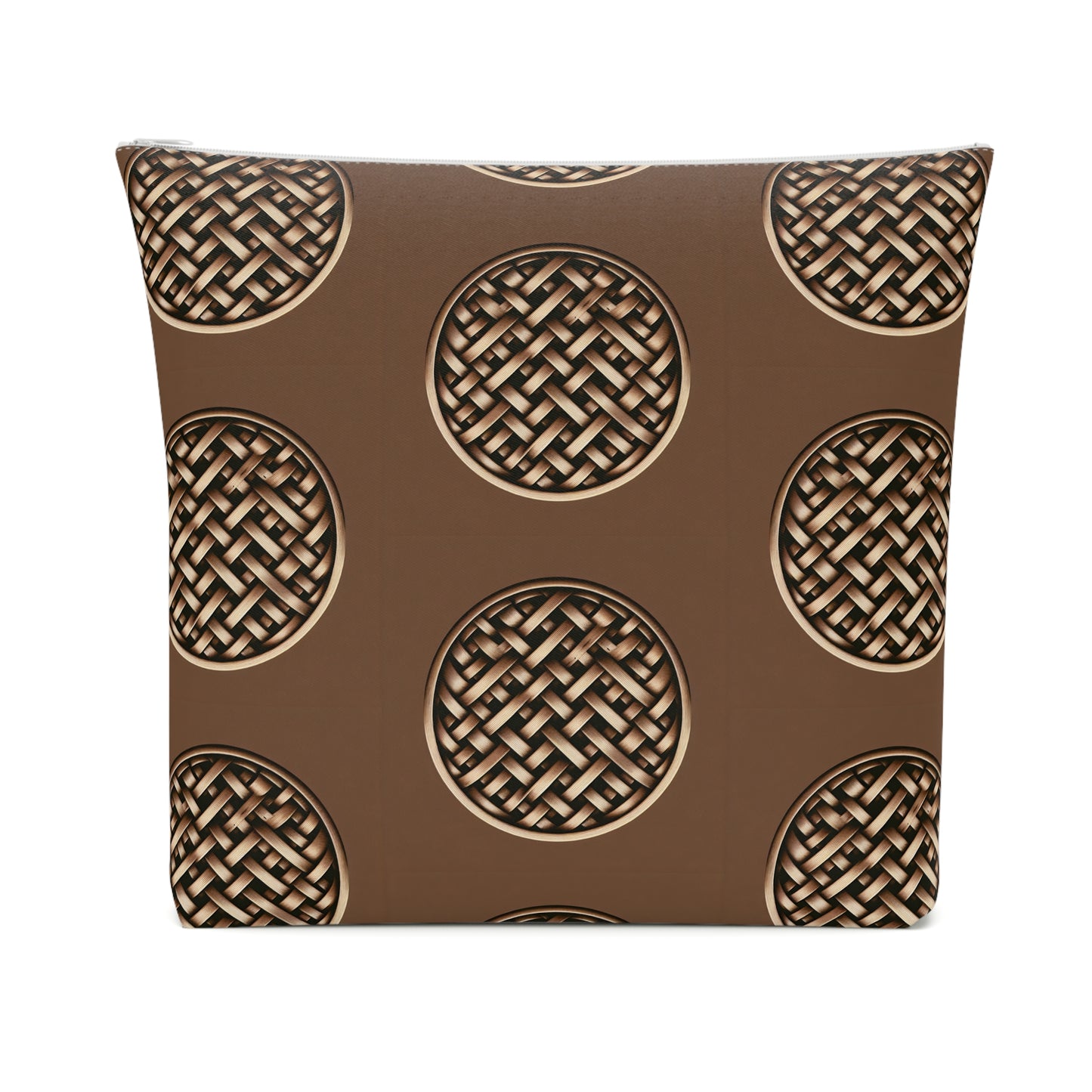 Tropical Cotton Cosmetic Bag - Makeup Pouch, 5 Sizes / Brown Wicker Button