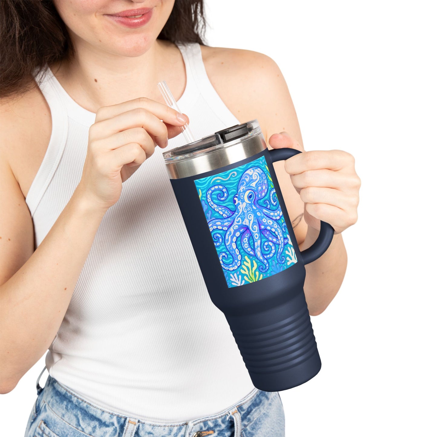 Kraken Joe/Blue Insulated Travel Mug - 40oz - Perfect for Outdoor Adventures