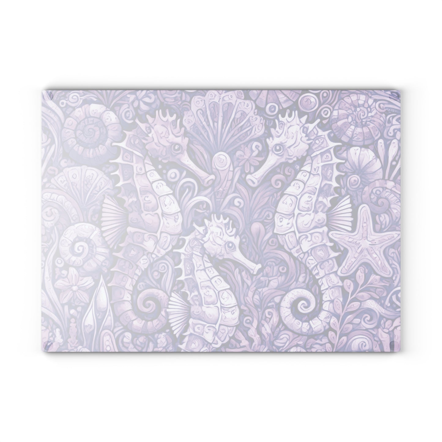 Glass Cutting Board, 2 sizes - Seahorses Amethyst
