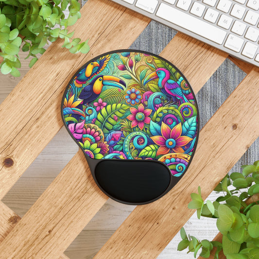 Rainforest Music Mouse Pad with Wrist Rest – Ergonomic Design for Comfort and Style