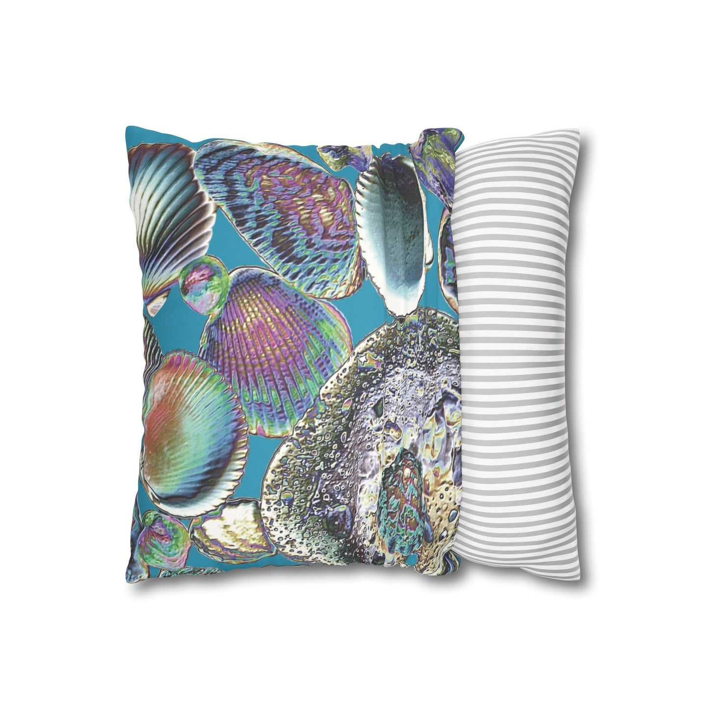 Faux Suede Square Pillowcase - Heatwave Seashell Collection, Turquoise