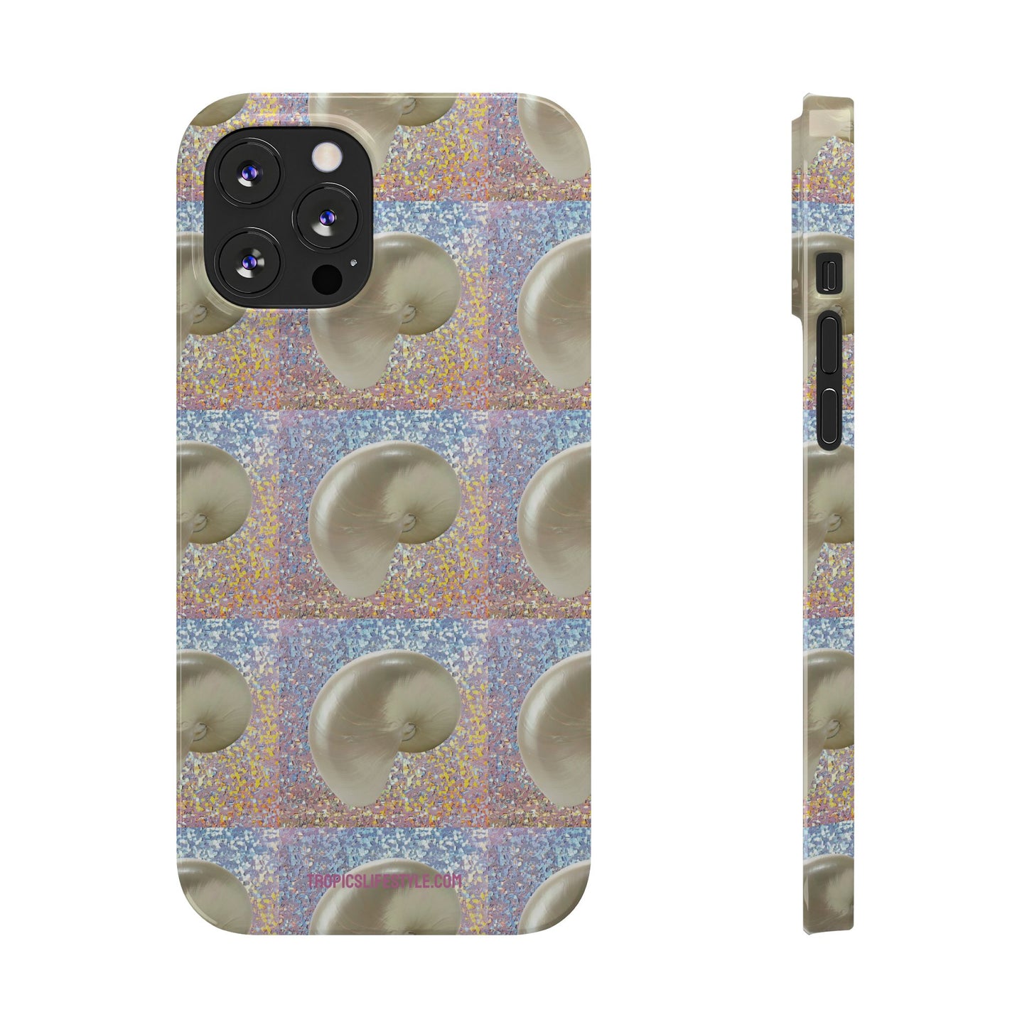 Slim Phone Cases - Disco White Nautilus