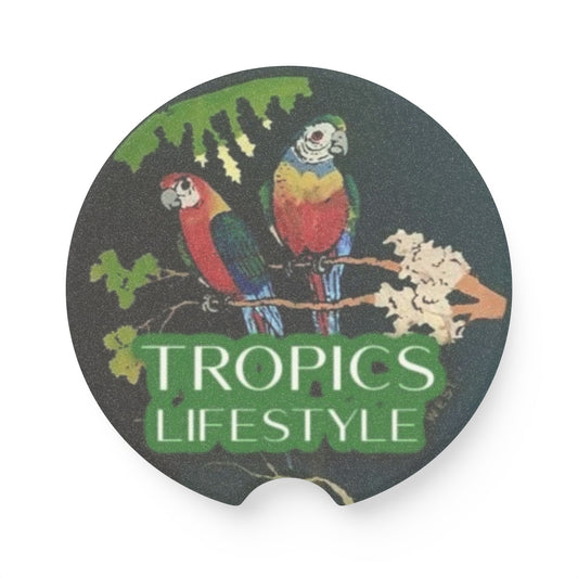 Soapstone Car Coaster - Two Brazilian Parrots