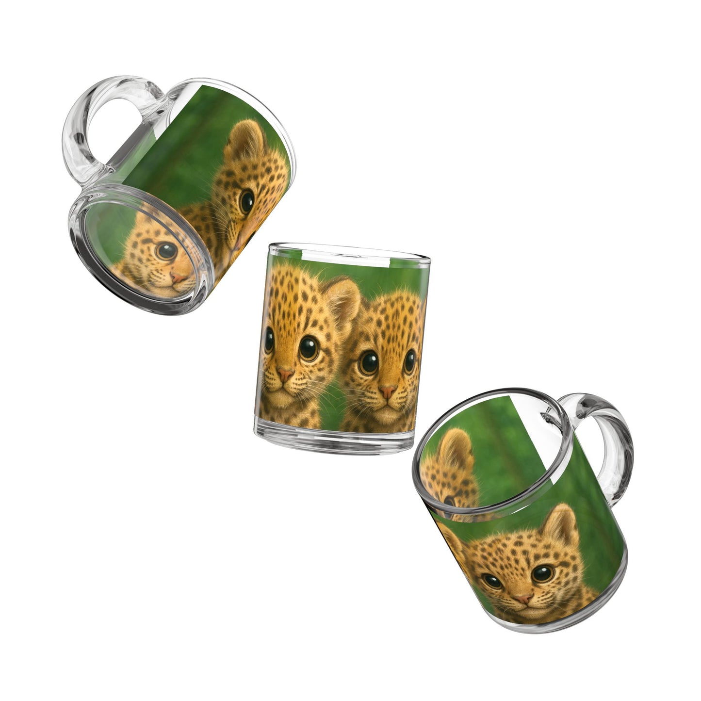 Baby Jaguars Glass Mug - 10oz, Perfect for Rainforest Lovers