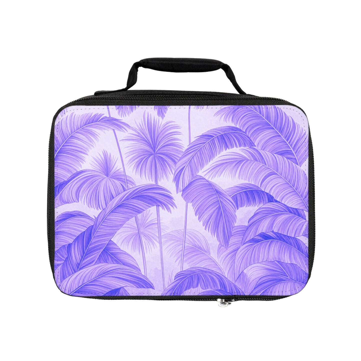 Palm Serenity/Lilac Lunch Bag - Eco-Friendly Insulated Tote, Adult and Child Lunchbox / Perfect for Picnics, Beach Outings