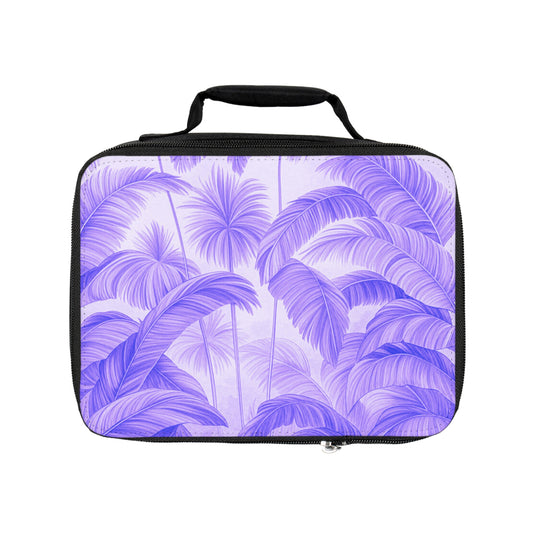 Palm Serenity/Lilac Lunch Bag - Eco-Friendly Insulated Tote, Adult and Child Lunchbox / Perfect for Picnics, Beach Outings