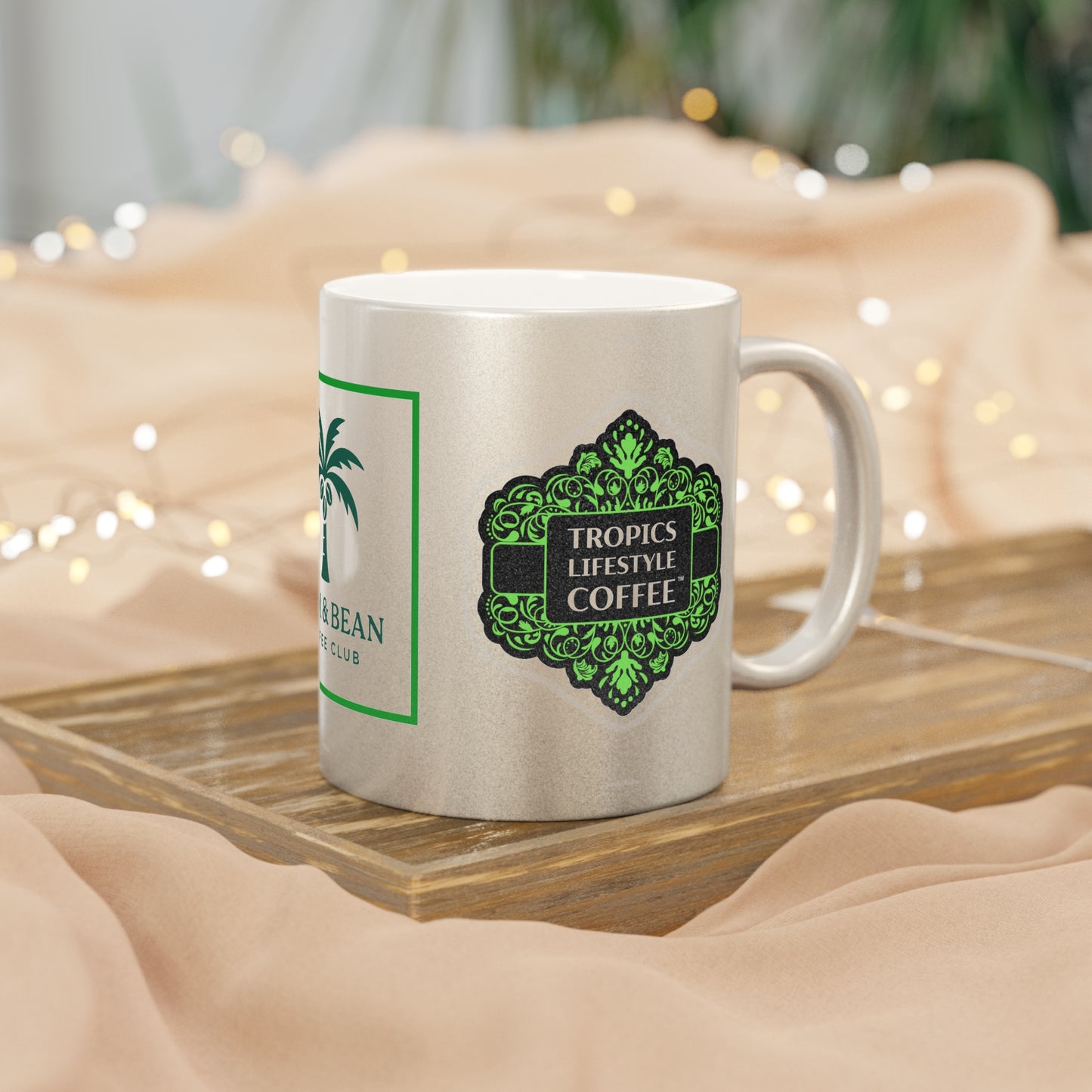 Tropical Lifestyle Coffee Metallic Mug, W/ Club - Elegant Coffee Cup, Chic Gift, Coffee Lover's Essentials