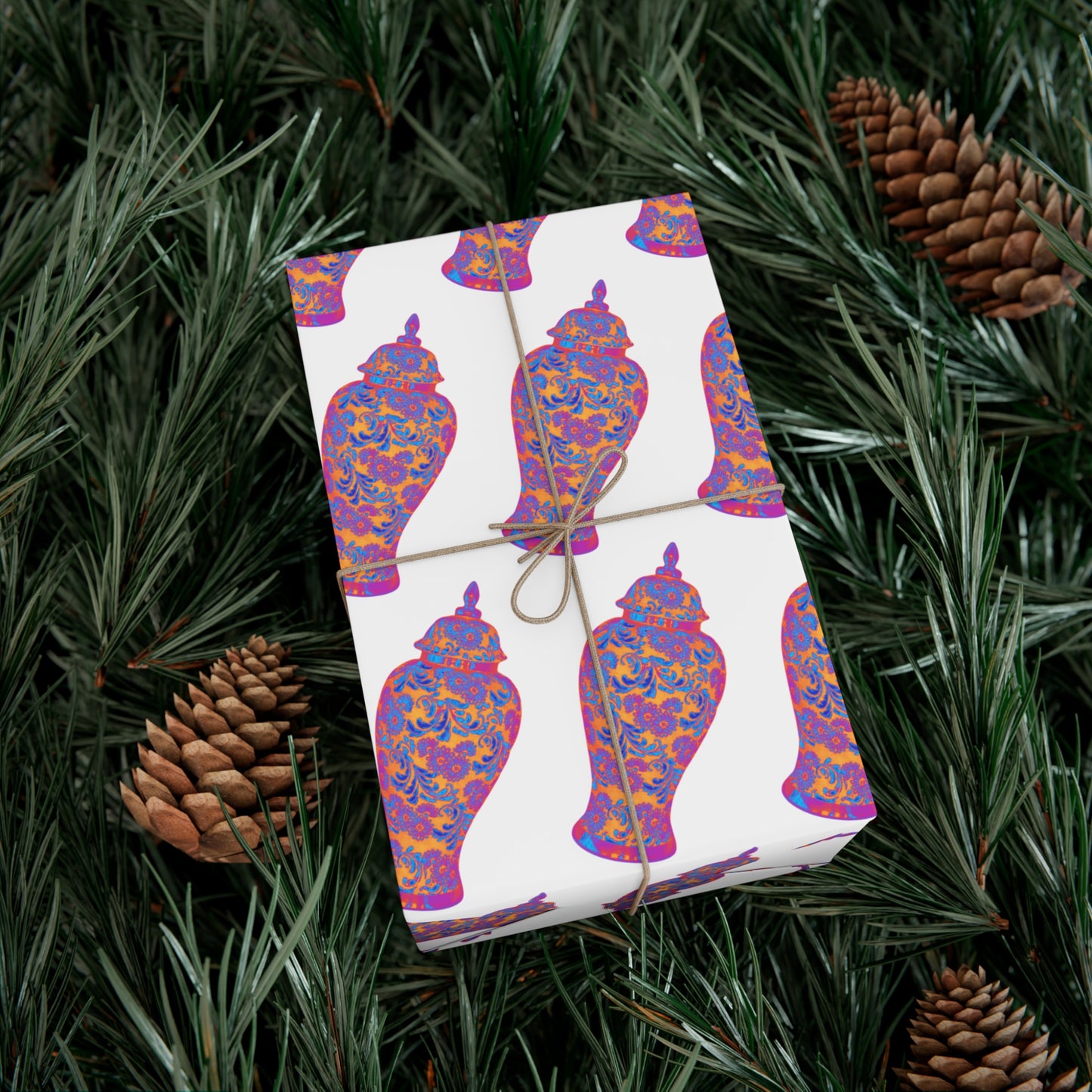 Wrapping Paper - Tropical Gift Wrap for All Occasions / 3 Sizes, 2 Finishes / Heatwave Ginger Jar