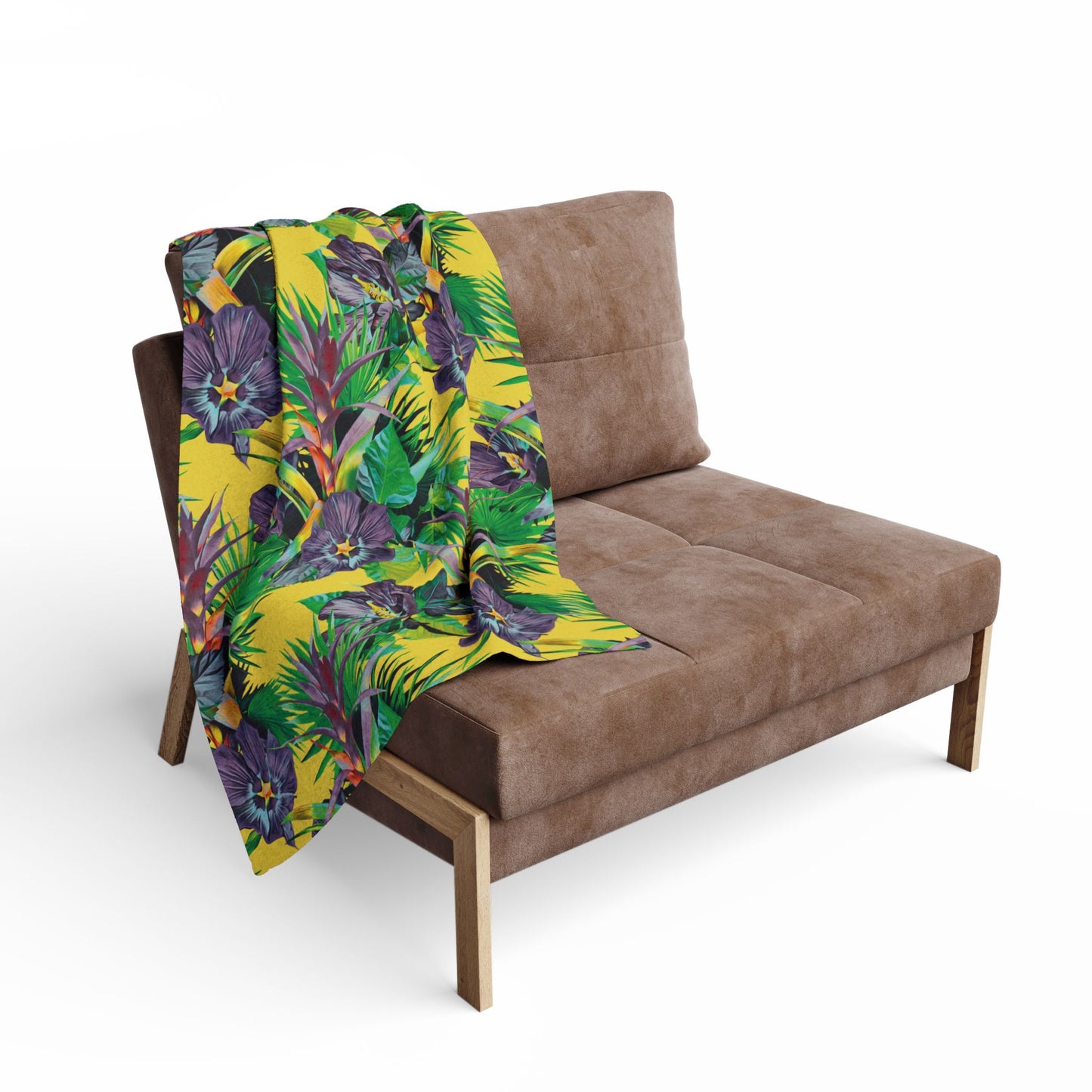 Yellow Plant Palooza Fleece Blanket - Colorful Tropical Botanical Design