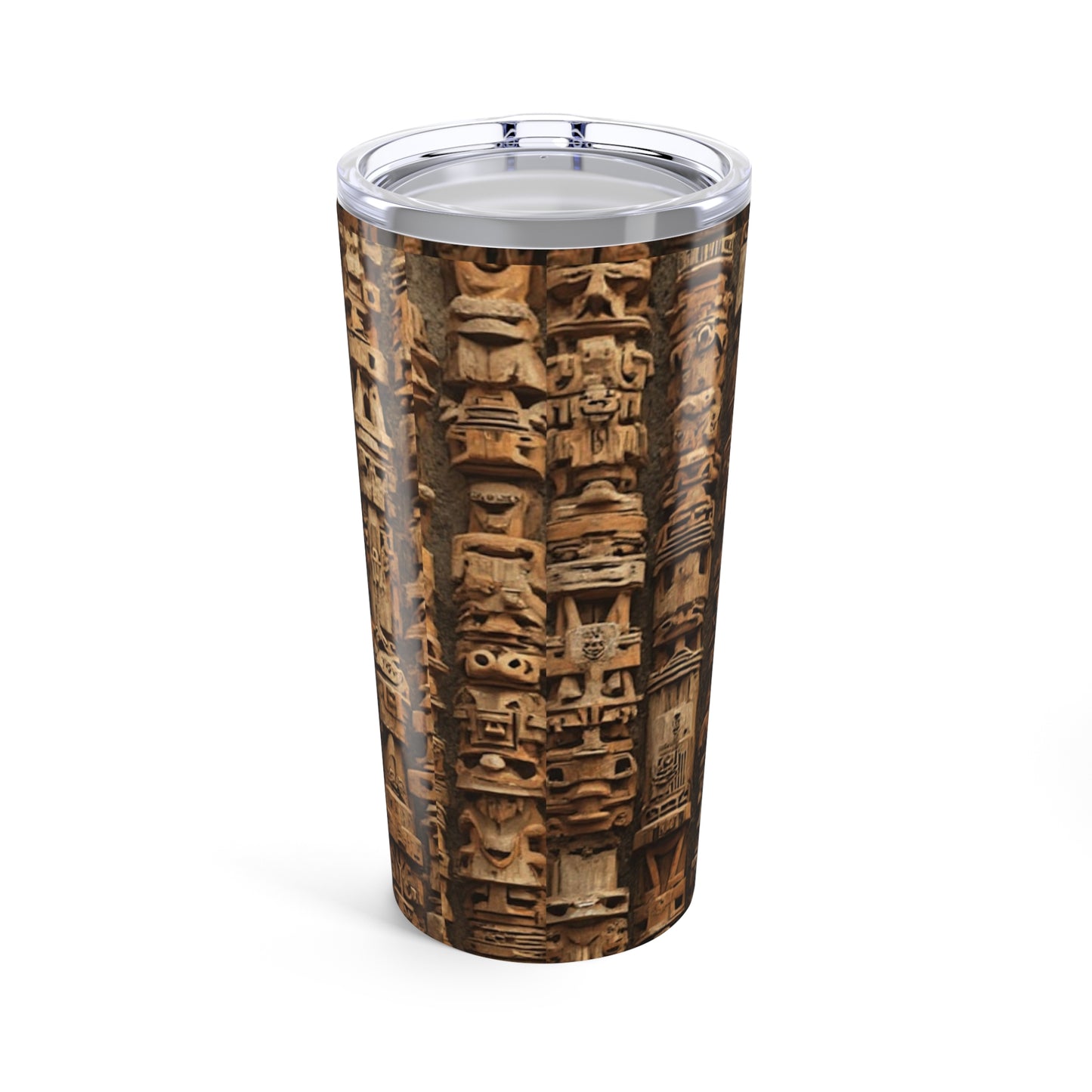 20oz Glossy Tumbler, Stainless Steel / Ancient Tiki Totems