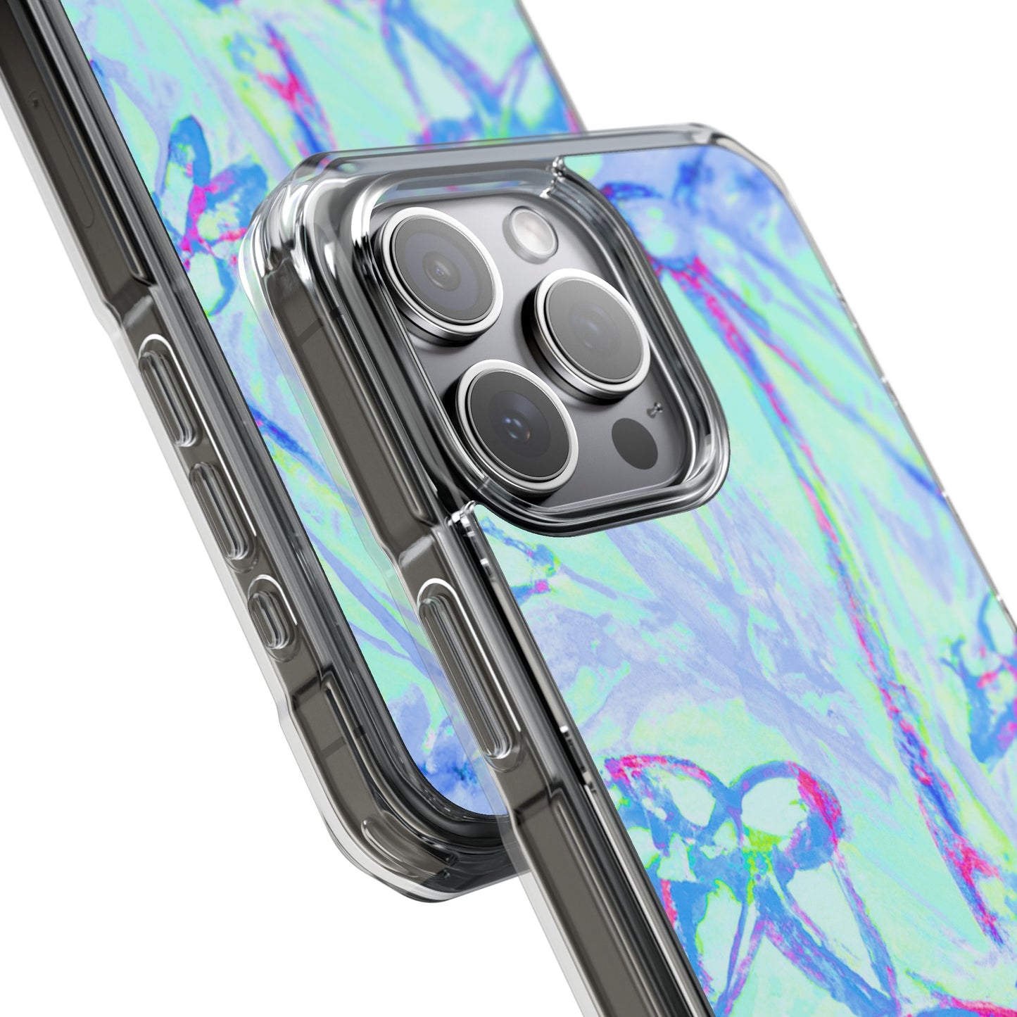 Tropical Doodles/Blue Magnetic Clear Phone Case, Many Models