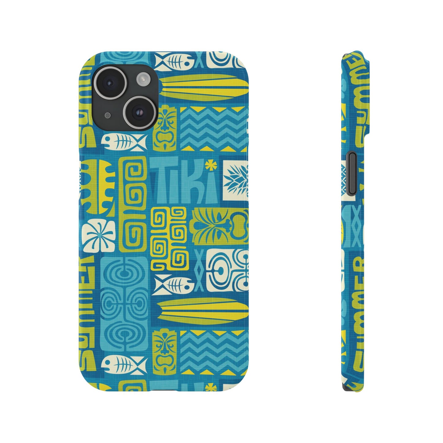 Slim Phone Cases - Tiki Poster Blue