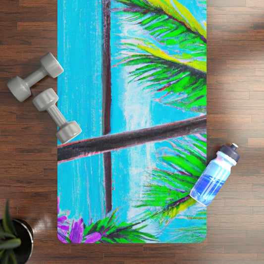 Tropical Paradise Rubber Yoga Mat, 24" x 70" - Non-Slip with Beach Print / Calm Beach