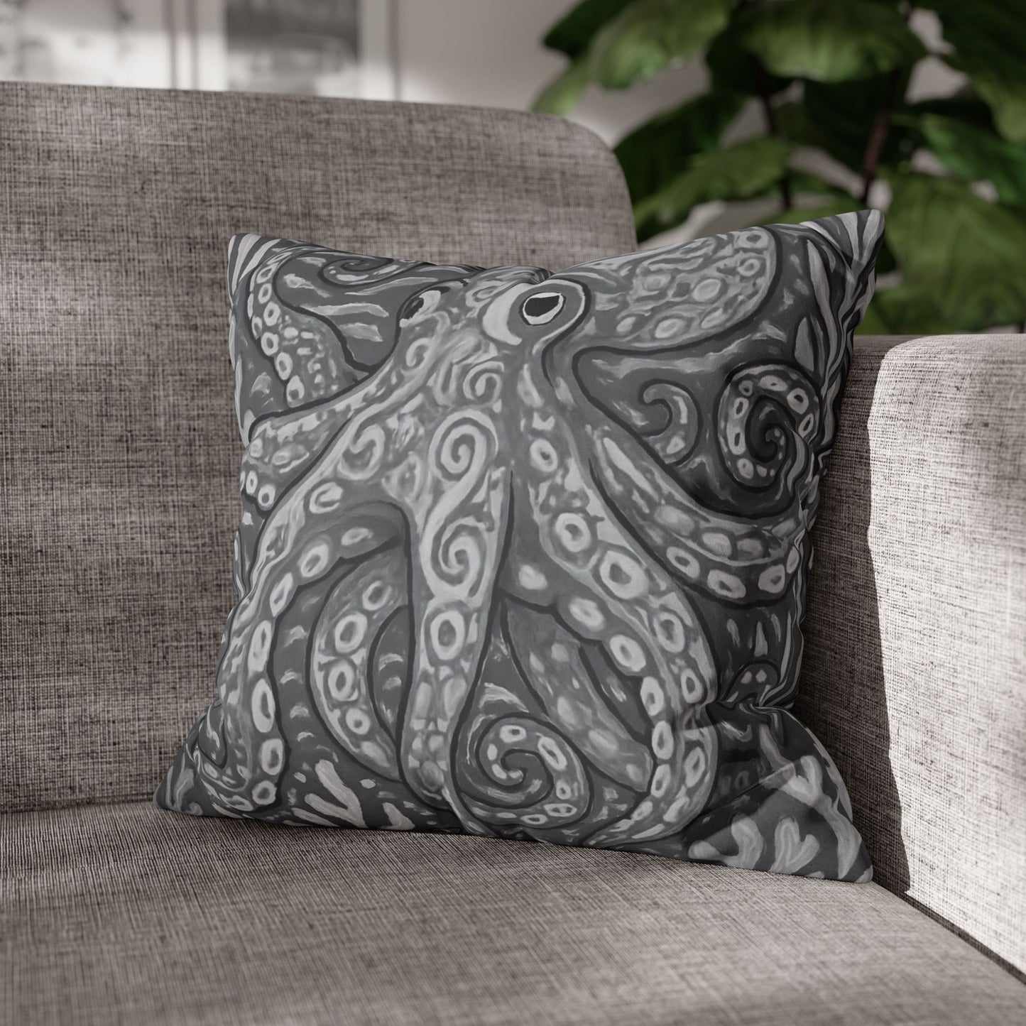 Faux Suede Square Pillowcase - Noir Kraken Joe