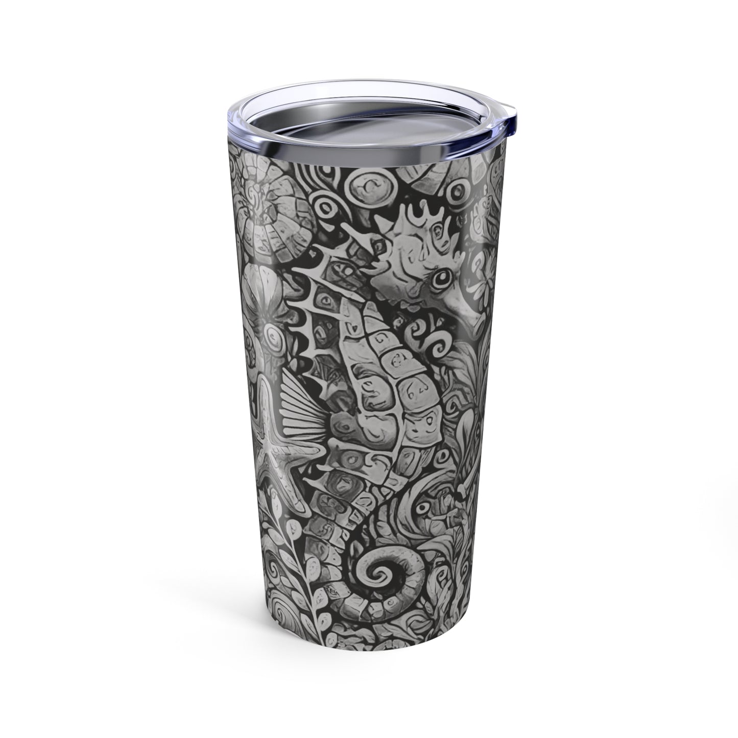 20oz Tropical Glossy Tumbler, Stainless Steel / Seahorse Trio, Noir